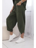 Súprava bavlnená blúzka + nohavice svetlá khaki