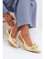 Dámské sandály na podpatku s mašlí Žluté Jonera