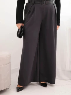 Dámske Plus veľkosť široké nohavice s opaskom Graphite