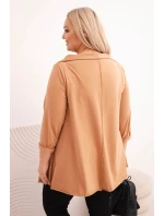 Dámska bavlnená blúzka asymetrická s vyhrnutými rukávmi Bright Camel