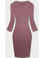 Priliehavé rebrované šaty v špinavo ružovej farbe s okrúhlym výstrihom (5131-35) Priliehavé rebrované šaty v špinavo ružovej farbe s okrúhlym výstrihom (5131-35)