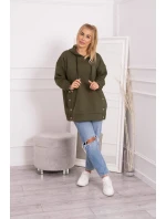 Zateplená mikina so zapínaním na cvoky khaki