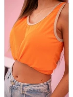 Dámska blúzka na ramienka s ozdobným lemovaním tmavo oranžová