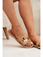 Klapki Damskie Płaskie Z Ozdobnym Detalem Artiker 56C1335 Beżowe