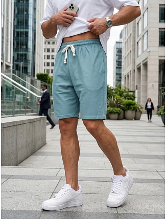 Pánske modré teplákové šortky FashionStreet SX2633 Pánske modré teplákové šortky FashionStreet SX2633