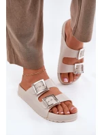 Pachnące Klapki Damskie Z Klamrami I Brokatem ZAXY RR285056 Beżowe