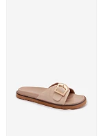 Dámské nazouváky se zlatým přezkou světle béžové Elviane