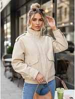 Dámska semišová bomber bunda béžová FashionStreet TY5657 Dámska semišová bomber bunda béžová FashionStreet TY5657