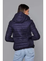 Tmavomodrá dámska prešívaná bunda s kapucňou (B0123-3) Tmavomodrá dámska prešívaná bunda s kapucňou (B0123-3)
