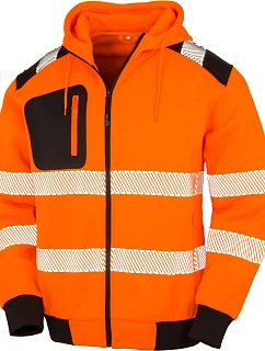 Result R 503X Bezpečnostná mikina s kapucňou 30.503X fluorescenčná oranžová/čierna