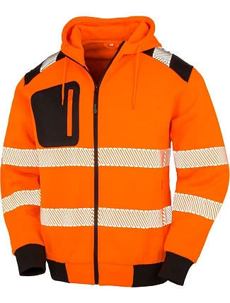 Result R 503X Bezpečnostná mikina s kapucňou 30.503X fluorescenčná oranžová/čierna