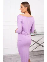 Asymetrické šaty, 3/4 rukávy, svetlo fialové