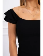 Pruhované volánikové šaty čierne Pruhované volánikové šaty čierne