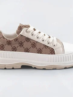 Svetlo béžové tenisky trampky s vyššou podrážkou (S067)