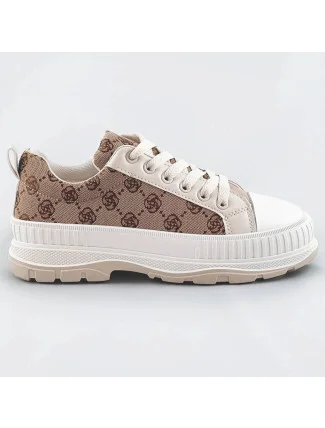 Svetlo béžové tenisky trampky s vyššou podrážkou (S067)