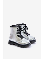 Ocieplane Botki Dziewczęce Lakierowane Na Zamek Srebrne Novita