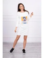 Šaty s 3D grafikou, čipka vo farbe ecru