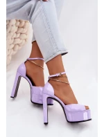 Lakované dámské sandály na podpatku a platformě fialové Horvia