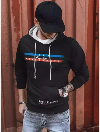 Pánska čierna mikina s potlačou FashionStreet BX5386