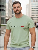 Pánske bavlnené tričko s nápisom PARIS, zelené, FashionStreet NX5139R Pánske bavlnené tričko s nápisom PARIS, zelené, FashionStreet NX5139R