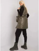 Púzdrová vesta v khaki farbe so stojatým golierom za továrenskú cenu (612)
