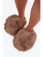 Futrzane Kapcie Damskie Brązowe Iseline