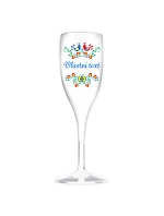 Personalizovaná biela nerozbitná pohár na prosecco s folklórnym vzorom Personalizovaná biela nerozbitná pohár na prosecco s folklórnym vzorom