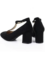 Čierne semišové remienkové lodičky Mascara s ihličkovým podpätkom 834284