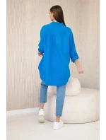 Bavlnená mušelínová košeľa oversize tyrkysová Bavlnená mušelínová košeľa oversize tyrkysová