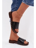 Dámské pantofle s přezkami na nízkém podpatku Černé Brinalle