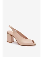Elegantné dámske sandále na podpätku Zazoo 1085 beige