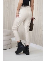 Voskované nohavice s opaskom béžovej farby Voskované nohavice s opaskom béžovej farby