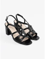 Praktické čierne sandále pre ženy Obcas Praktické čierne sandále pre ženy Obcas