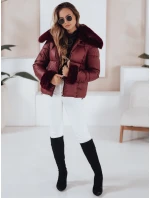 Dámska prešívaná krátka bunda s bordovou kožušinou FashionStreet TY5071 Dámska prešívaná krátka bunda s bordovou kožušinou FashionStreet TY5071