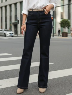 Dámske džínsy s vysokým pásom tmavomodré FashionStreet UY2911