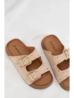 Dámské pantofle se zlatými sponkami a knoflíky Jasnobeżowe Tervina