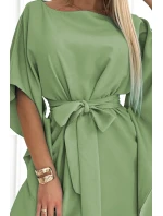 Dámske šaty so zaväzovaním v páse SOFIA 287-27 Olive - Numoco