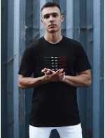 Pánske bavlnené tričko s potlačou čierne FashionStreet RX5570