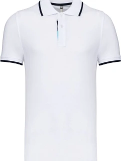Kariban K 245 Pánske polo s kontrastným vzorom piqué 20.K245 biela/námornícka modrá/biela