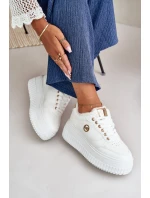 Sneakersy Buty Sportowe Damskie Ocieplane Na Masywnej Podeszwie Białe Ardiela