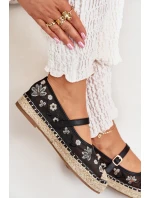 Siateczkowe Espadryle Z Haftem Na Platformie Czarne Laxisa