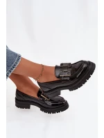 Dámske lakované mokasíny YL253 čierne - Diamantique