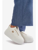 Sneakersy Buty Sportowe Damskie Ocieplane Na Masywnej Podeszwie Białe Ardiela