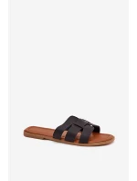 Klapki Damskie Na Płaskim Obcasie Czarne Mirona