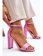Damskie Sandały Na Obcasie Z Cyrkoniami Różowe Idealistic
