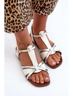 Sandały Damskie Płaskie Z Eko Skóry Sergio Leone SK071H Białe