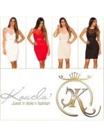 Dámske sexy šaty so sieťovinou 18895 Béžová - KouCla