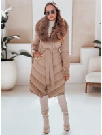 Dámska prešívaná zimná bunda s kožušinou FashionStreet camel TY5077 Dámska prešívaná zimná bunda s kožušinou FashionStreet camel TY5077
