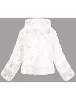 Krátka biela dámska bunda - kožuštek so stojačikom (BR9749-26) Krátka biela dámska bunda - kožuštek so stojačikom (BR9749-26)