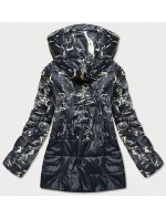 Čierna dámska bunda s potlačou (7769)
